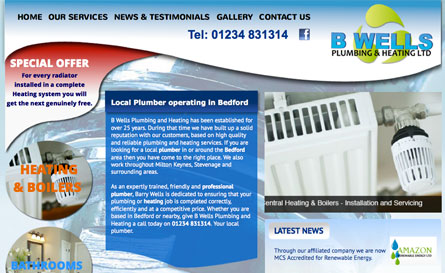 B Wells Plumbing & Heating Ltd - Website designed by Walk in Webshop